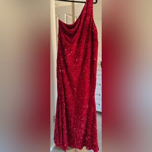 NWOT Red Sequin Dress with skirt & train